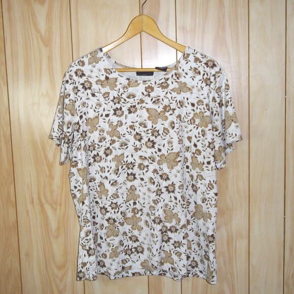 Apostrophe Vintage Floral Round Neck Short Sleeve Top 16-18W - Picture 1 of 4